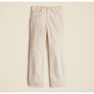 J.Crew Mid-Rise Flare Crop Jeans Cream Off-White Raw Hem Size 28